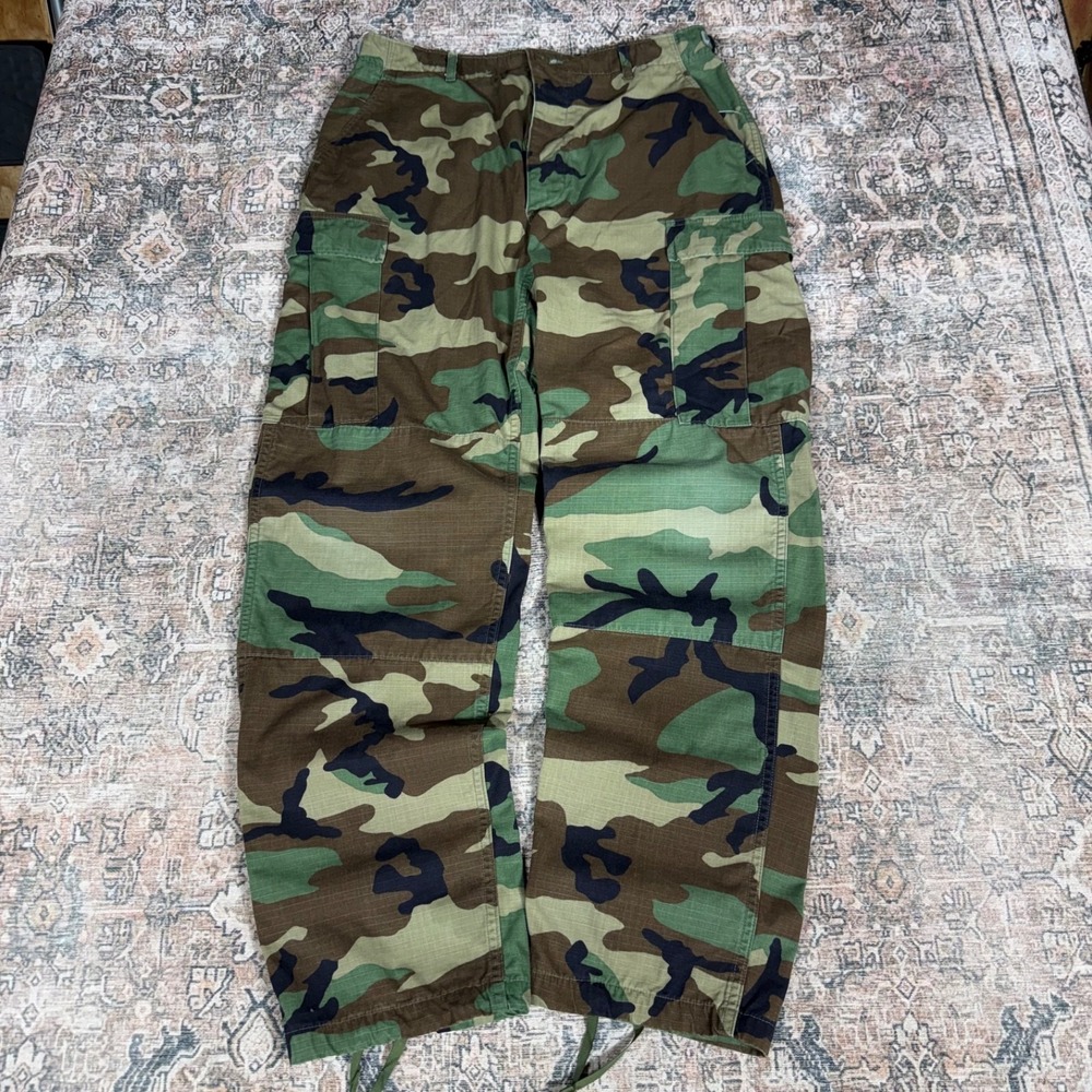 Vintage US Army Woodland Camo Cargo Pants Men's Size Medium Long Military Combat